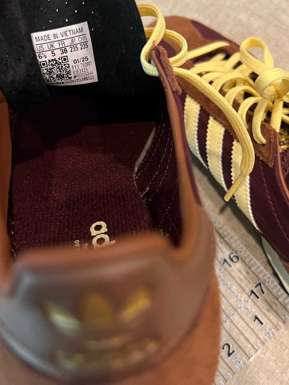 Adidas - Women's SL 72 OG - Maroon/Almost yellow/Preloved brown - size 6.5 - Picture 10 of 11